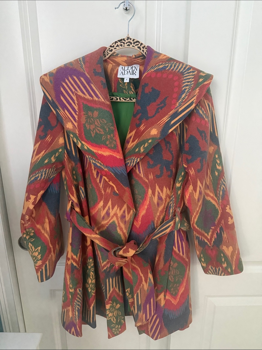 Alden Adair Beth Coat, Royal Ikat, size small, NWT